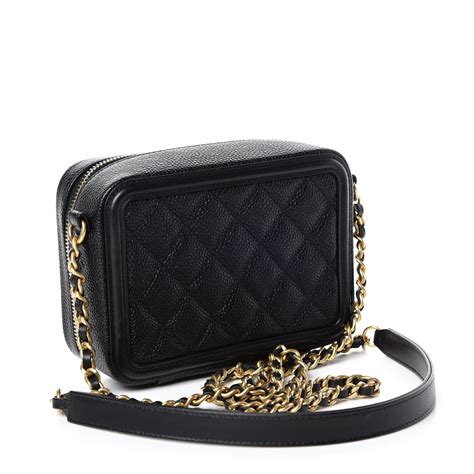 chanel caviar quilted filigree vanity clutch with chain black|Wallets on Chain .